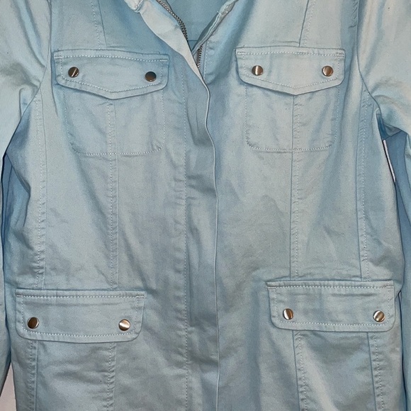 Chico’s Sky Blue Cotton Twill Utility Jacket Like New Condition Size S - Picture 7 of 11